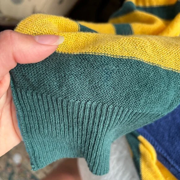 Free People Block Party Pullover Top Striped Oversized linen blend Knit Sweater - Picture 10 of 11